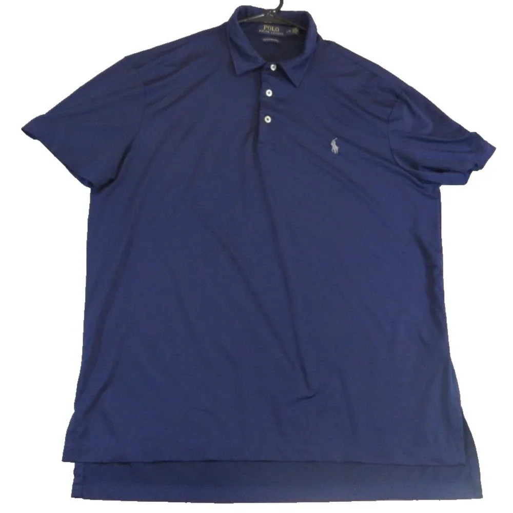 Polo Ralph Lauren Performance Golf Shirt Men Large Blue Tech Polo Short Sleeve